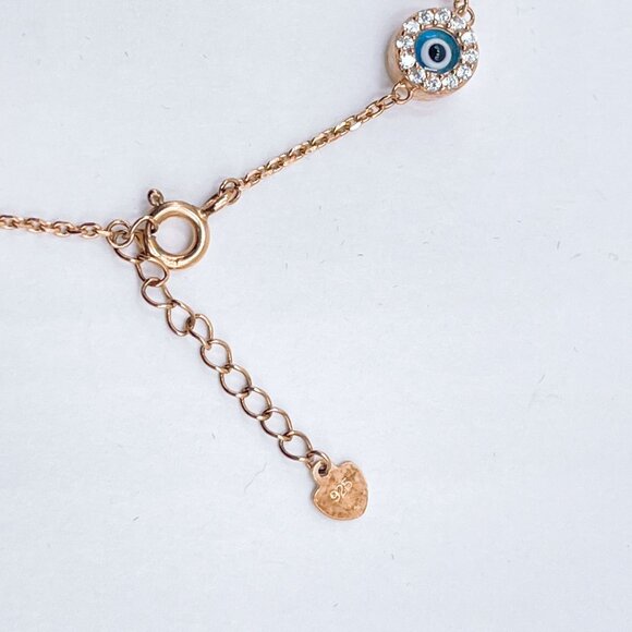 925 Evil Eye Bracelet With Crystals Rose Gold-Plated Bracelet - Picture 2 of 5